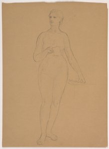 Teckning, Kvinnlig naken stående, 1850-60 av Daniel Huntington