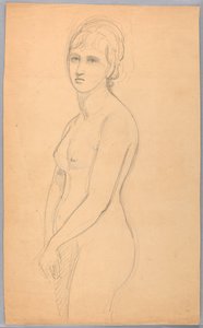Teckning, Kvinnlig naken stående, 1860-70 av Daniel Huntington