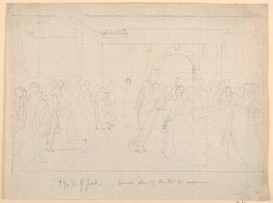 Ritning, översiktsplan för Martha Washington-mottagningen, 1860 av Daniel Huntington