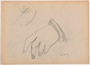Teckning, George D. Seney, studie av hand och arm; a tergo: vänster fot, 1881 av Daniel Huntington