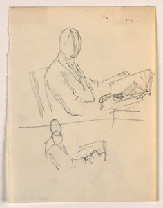 Teckning, Man sittande med en bok, 1879-86 av Daniel Huntington