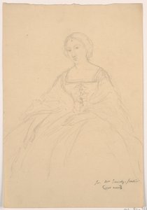 Teckning, Mrs Sheppard Gandy sittande; Averso: Linjeskiss, 1859 av Daniel Huntington