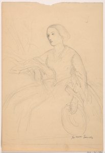 Teckning, Mrs Sheppard Gandy sittande; Averso: Mrs Sheppard Gandy sittande, 1859 av Daniel Huntington