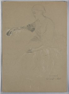 Teckning, Mrs William Wright och barn, 1857 av Daniel Huntington