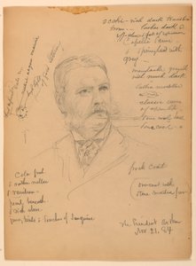 Teckning, president Chester Alan Ar, 21 november 1884 av Daniel Huntington