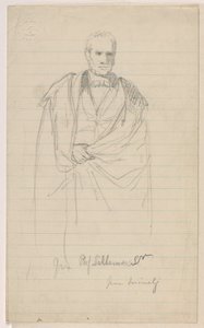 Ritning, professor Benjamin Silliman, Sr. Stående; Vänster: Prof. Benjamin Silliman, Sr. Sittande, 1858 av Daniel Huntington