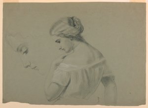 Teckning, Profil av kvinnohuvud a, 1840-70 av Daniel Huntington