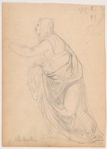 Teckning, Klädd kvinna som sträcker ut handen, efter Mariotto Albetinelli, 1844 av Daniel Huntington