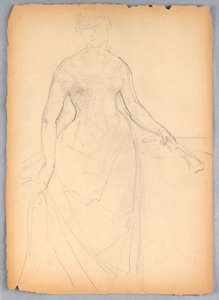 Teckning, Skiss till porträtt av Bella Worsham, 1878 av Daniel Huntington