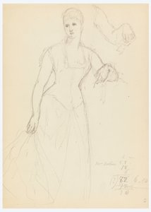 Teckning, Skiss till porträtt av Bella Worsham, 1878 av Daniel Huntington