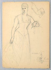 Teckning, Skiss till porträtt av Bella Worsham, 1878 av Daniel Huntington