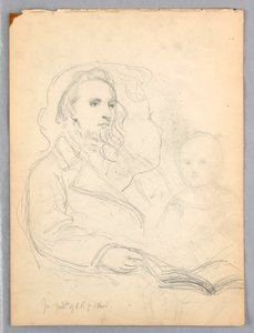 Teckning, Skisser till "Lesson of Charity" och porträtt av Peter Richards, Jr, 1849 av Daniel Huntington