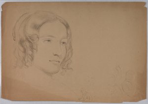 Teckning, Skisser av kvinnohuvuden, 1840-tal av Daniel Huntington