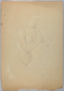 Teckning, Studie till "En Magdalena", F, 1852 av Daniel Huntington
