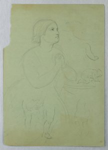 Teckning, studie till "Communion of t", 1845 av Daniel Huntington