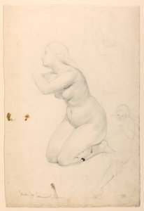 Teckning, studie till "De sjukas nattvard", 1844-45 av Daniel Huntington