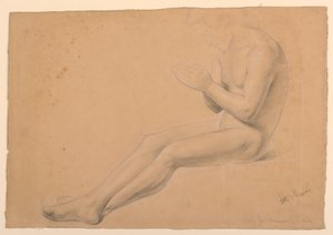 Teckning, studie till "De sjukas nattvard", 1844-45 av Daniel Huntington