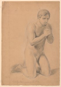 Teckning, Studie till "De sjukas nattvard", 1844 av Daniel Huntington