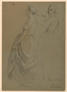 Teckning, studie till "Martha Washingtons mottagning", 1860 av Daniel Huntington