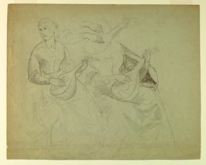 Teckning, studie till "Titian Showing", 1871-72 av Daniel Huntington