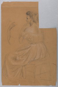 Teckning, studie till "Titian Showing", 1872 av Daniel Huntington