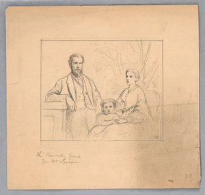 Teckning, studie till "Titian Showing", 1872 av Daniel Huntington