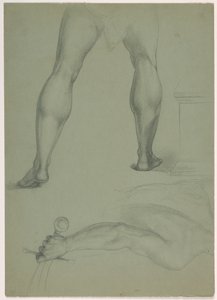 Teckning, Två anatomiska studier, ca 1850 av Daniel Huntington