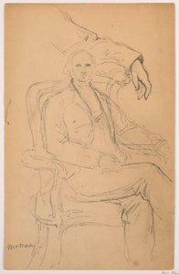 Teckning, William H. Macy Sittande, studie med separerad vänsterarm, 1884 av Daniel Huntington