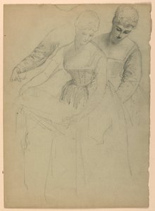 Teckning, Stående kvinna, Separat, 1860 av Daniel Huntington