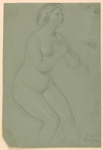 Kvinnlig nakenstudie för "A Magdalen" av Daniel Huntington