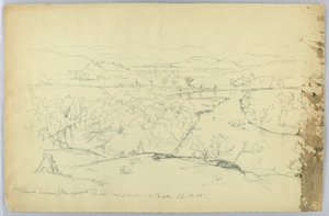 Ser mot Franconia & Pemigewasset River från Hill söder om Sanborn - W. Campton av Daniel Huntington