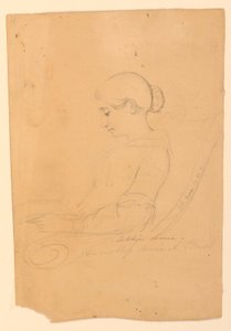 Porträttstudie av Annie A. Brush, sittande i profil av Daniel Huntington