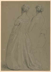 Studier av stående kvinna för "The Republican Court" (Lady Washingtons mottagningsdag) av Daniel Huntington