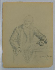 Studera för ett porträtt av Albert Gallatin, sittande av Daniel Huntington