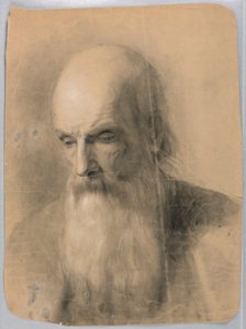 Studie av mannens huvud för "A Lesson in Charity" av Daniel Huntington