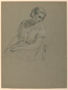 Studie av sittande kvinna för "The Republican Court" (Lady Washingtons mottagningsdag) av Daniel Huntington