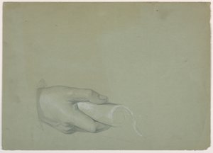 Studie av en mans hand för "Tribute Money" av Daniel Huntington