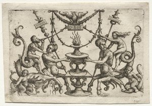 Prydnad med Siren och Triton