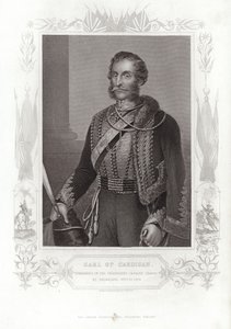 Porträtt av James Brudenell, Earl av Cardigan (gravyr) av Daniel John. Pound
