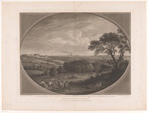 Utsikt från London, sett från Hampstead Heath En nordvy över städerna London och Westminster, med en del av Highgate tagen från Hampstead Heath, nära spanjorerna (titel på objektet) av Daniel Lerpinière