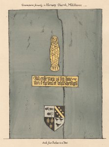 Mässingsplatta för John Skevington från Hornsey Church av Daniel Lysons