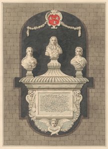 Minnesmärke för Sir John Bennett och hans fruar Elizabeth och Bridget från Harlington Church av Daniel Lysons