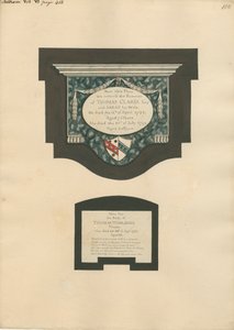 Minnesmärke över Thomas Clarke och fru Sarah och Thomas Worlidge från Fulham Church av Daniel Lysons
