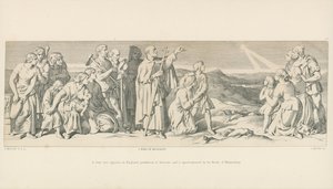 En brinnande stjärna dyker upp i England, olycklig katastrof, och apostroferas av munken av Malmesbury av Daniel Maclise