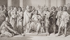 Kröning av Harold II (c.1022-66) kung av anglosaxarna år 1066 e.Kr., från 