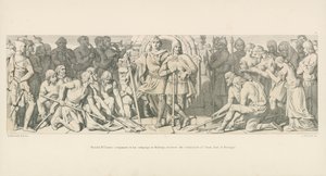 Harold, Williams följeslagare i hans kampanj i Bretagne, tar emot underkastelsen av Conan, jarl av Bretagne av Daniel Maclise