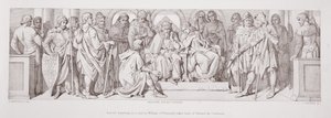 Harold, som reser på besök hos William av Normandie, tar avsked av Edward the Confessor, från 