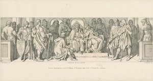 Harold, som reser på besök hos Vilhelm av Normandie, tar avsked av Edvard Bekännaren av Daniel Maclise