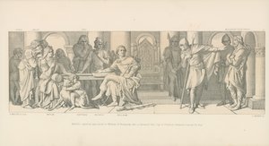 Harolds fångenskap tillkännagavs för William av Normandie, som får veta att Guy av Ponthieu kräver lösen för honom av Daniel Maclise