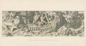 Harolds skepp strandat på den normandiska kusten, i Guy, greve av Ponthieu, territorium av Daniel Maclise